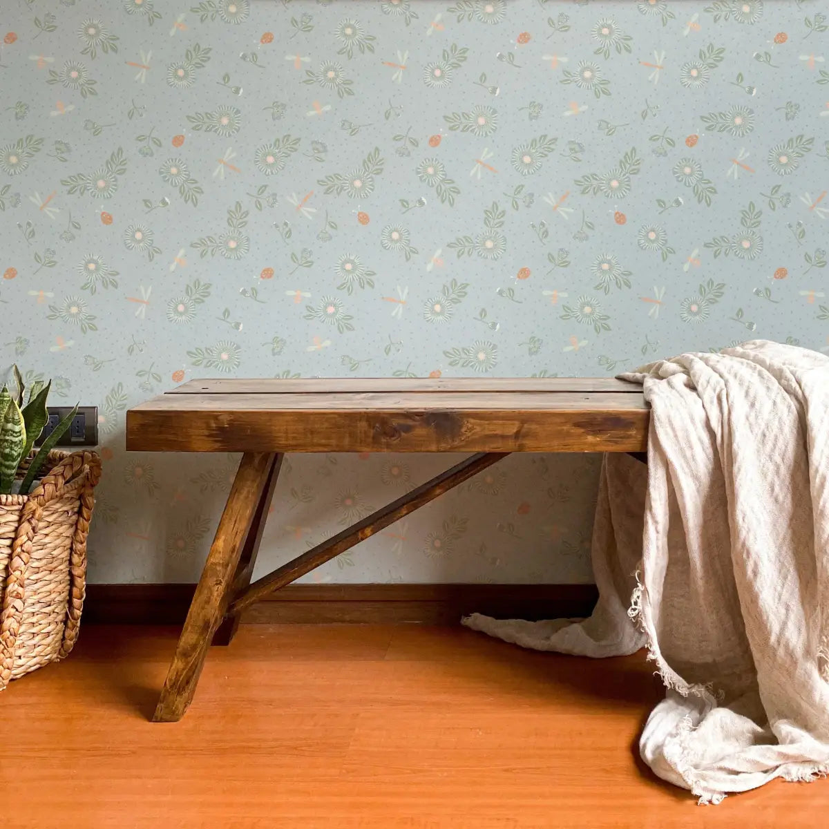 Fallon Wallpaper - Flowers Bees and Dragonflies - by House of Haricot - Loomwell Home Goods
