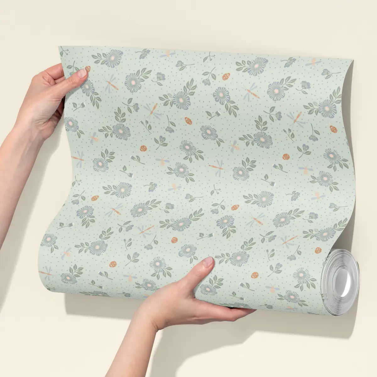 Fallon Wallpaper - Flowers Bees and Dragonflies - by House of Haricot - Loomwell Home Goods