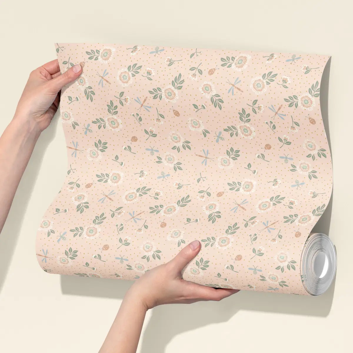 Fallon Wallpaper - Flowers Bees and Dragonflies - by House of Haricot - Loomwell Home Goods