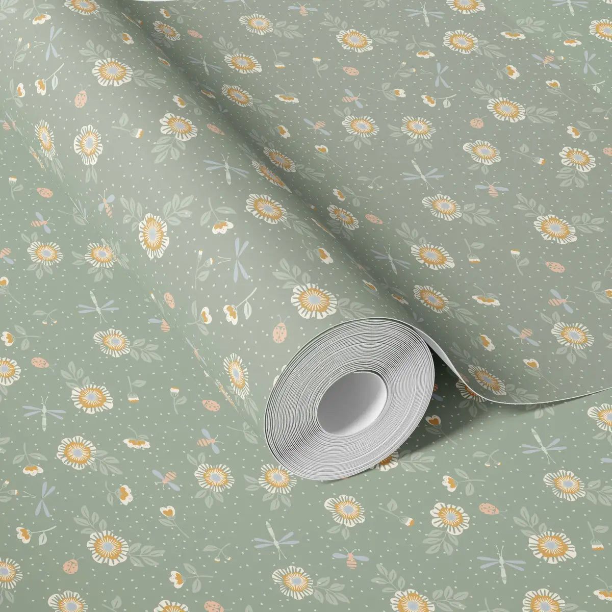 Fallon Wallpaper - Flowers Bees and Dragonflies - by House of Haricot - Loomwell Home Goods