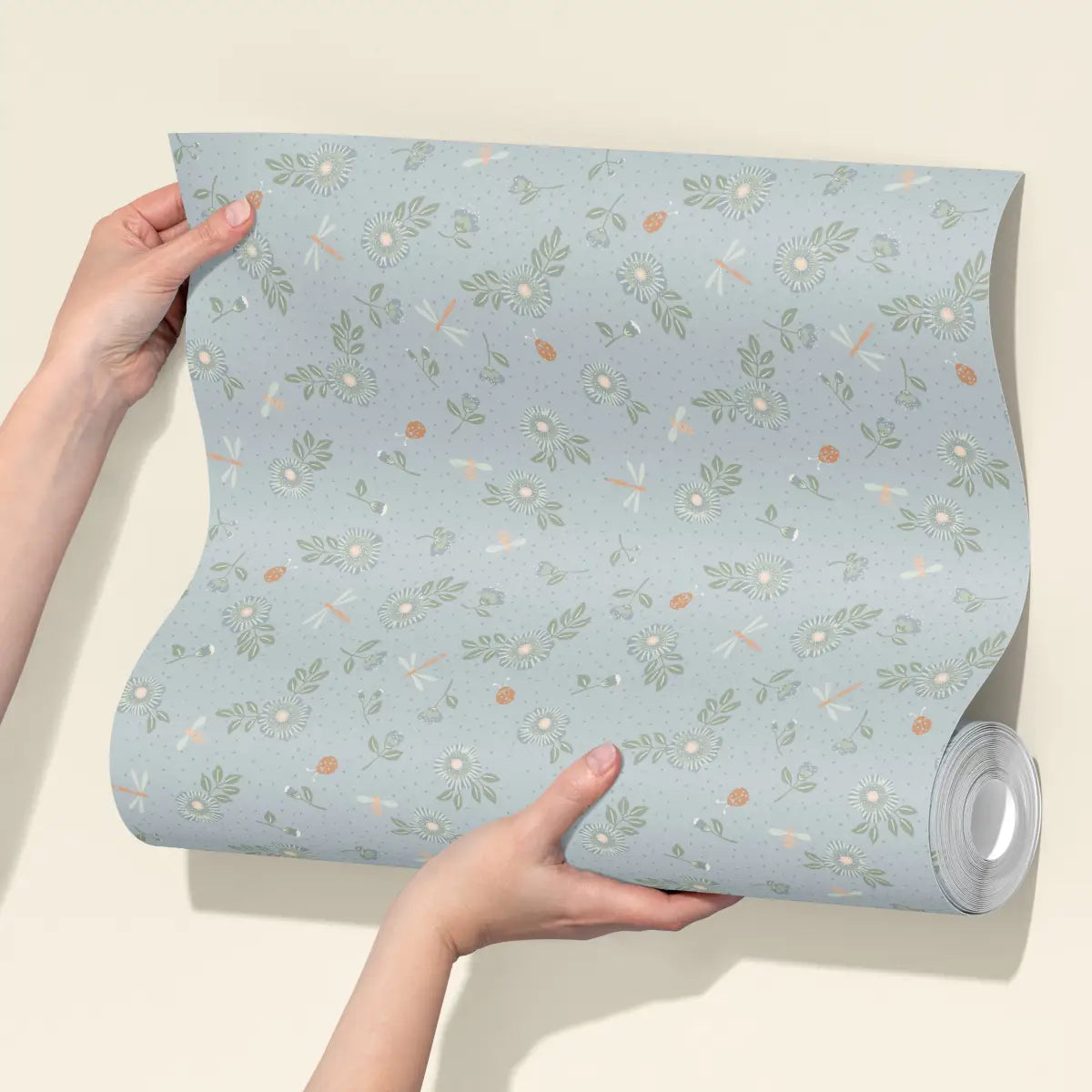 Fallon Wallpaper - Flowers Bees and Dragonflies - by House of Haricot - Loomwell Home Goods