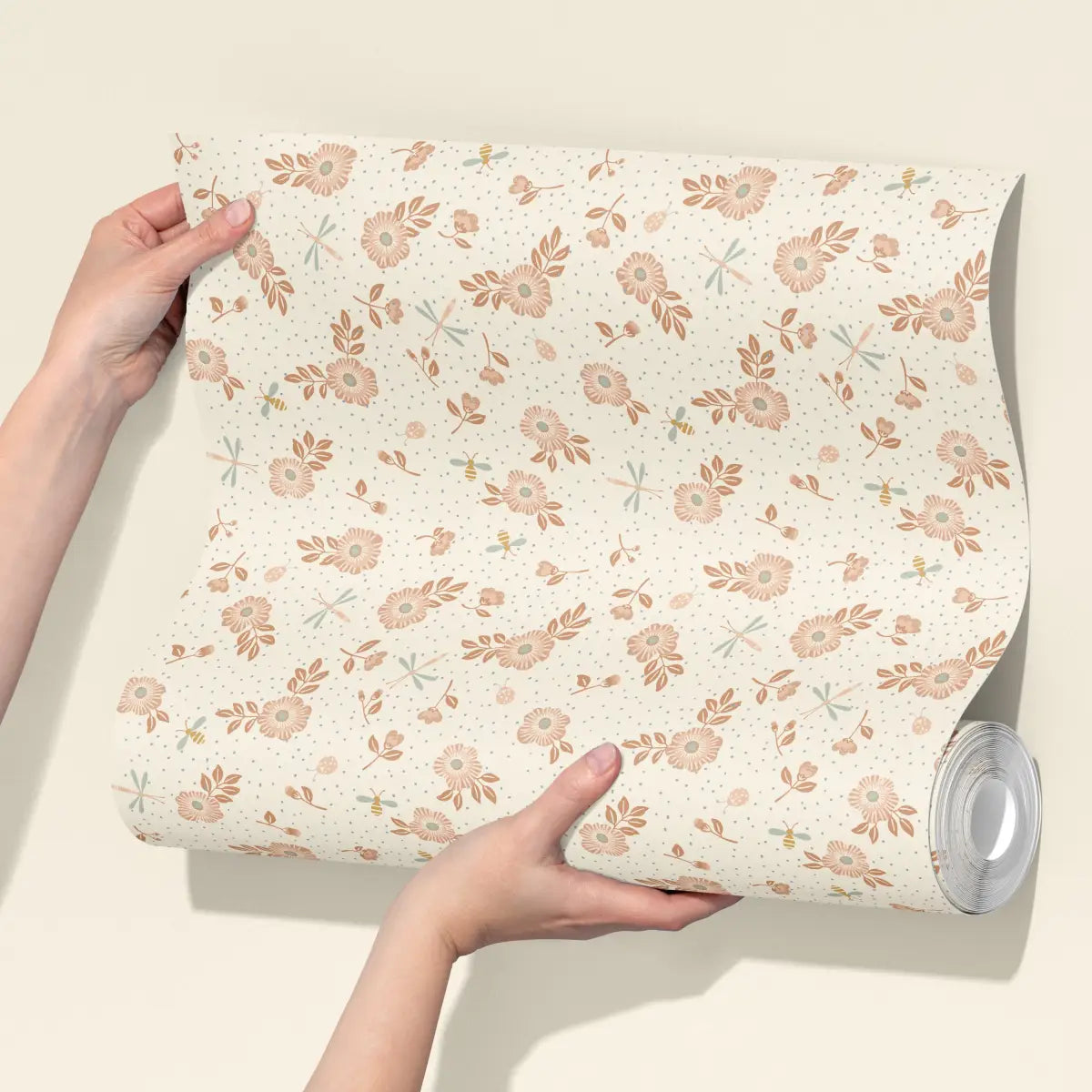 Fallon Wallpaper - Flowers Bees and Dragonflies - by House of Haricot - Loomwell Home Goods