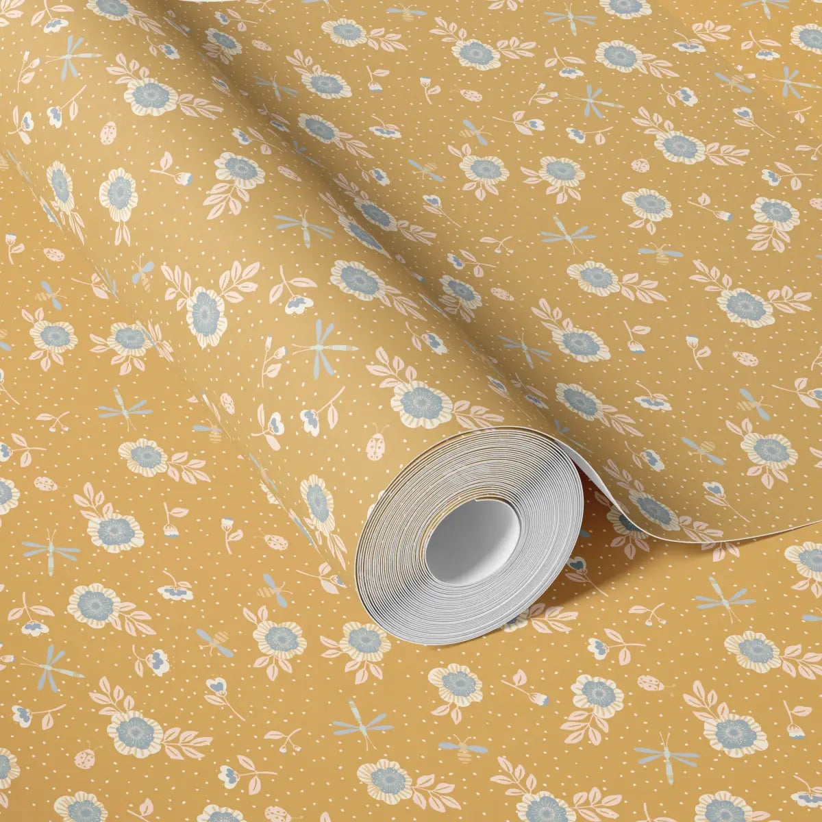 Fallon Wallpaper - Flowers Bees and Dragonflies - by House of Haricot - Loomwell Home Goods