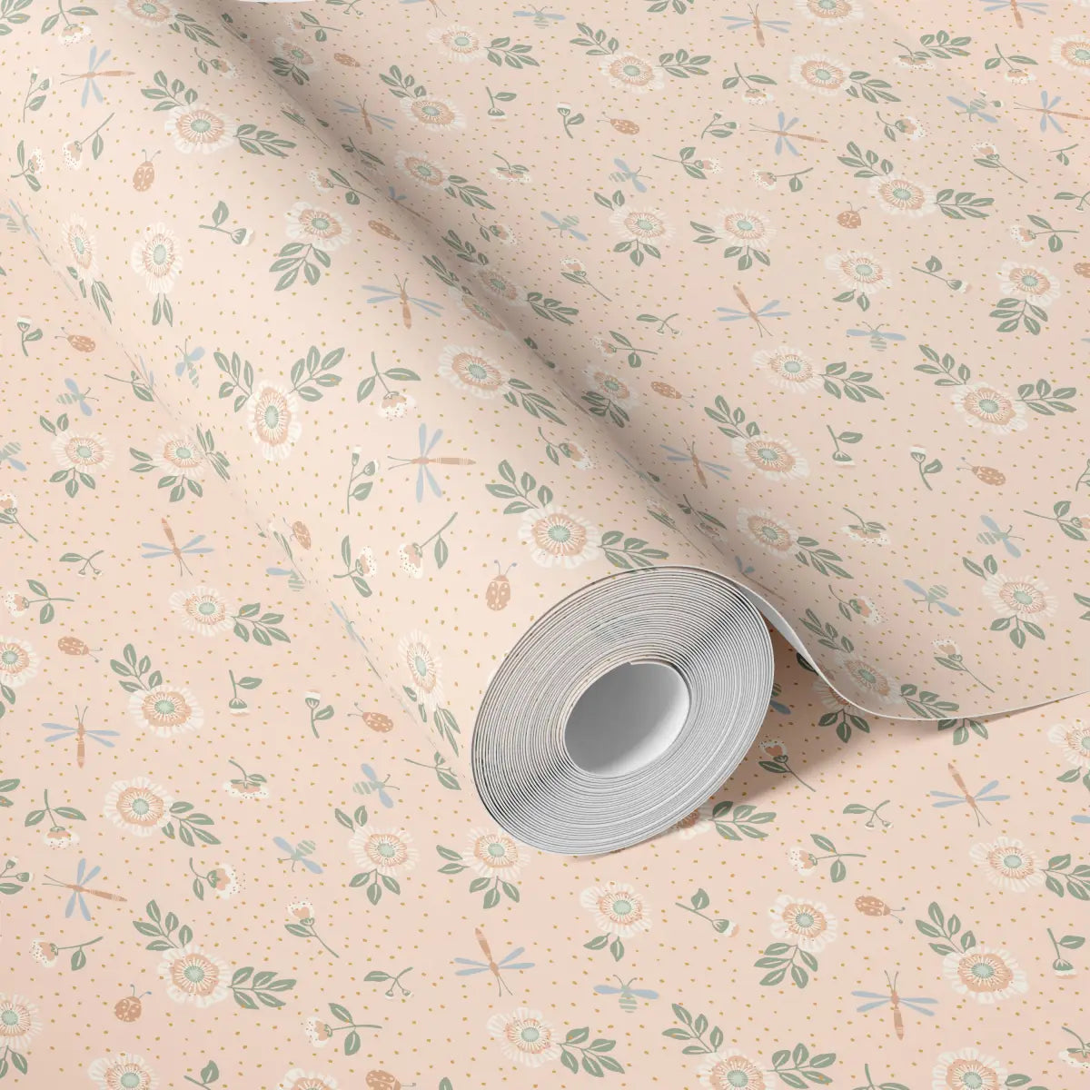 Fallon Wallpaper - Flowers Bees and Dragonflies - by House of Haricot - Loomwell Home Goods