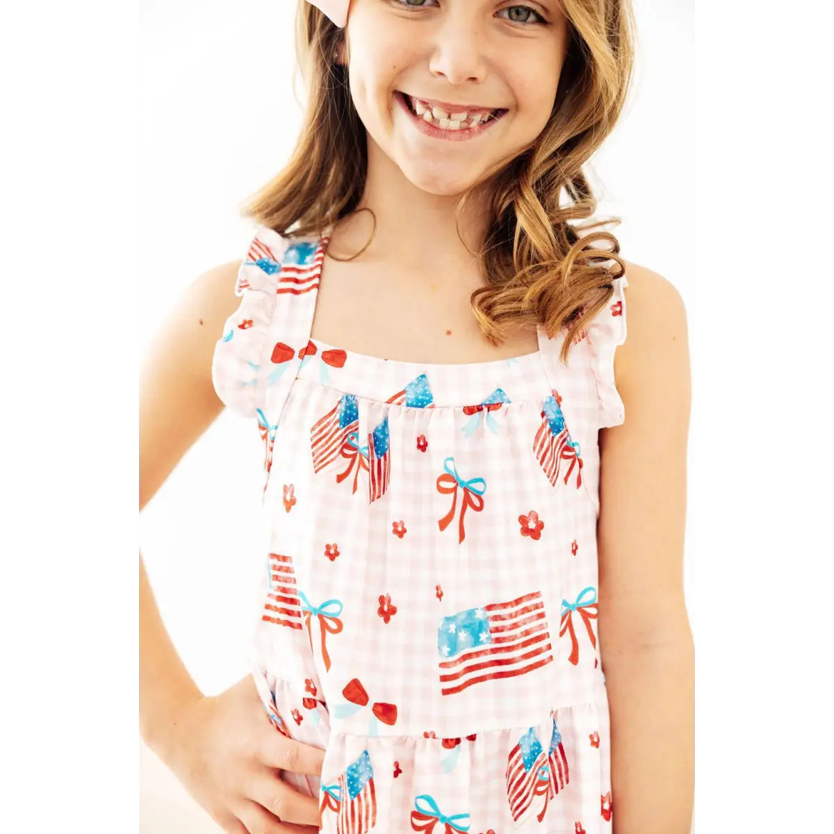 Ruffle Cross Back Dress - Fancy Flags - Patriotic July 4th - 2T - Mila & Rose ®
