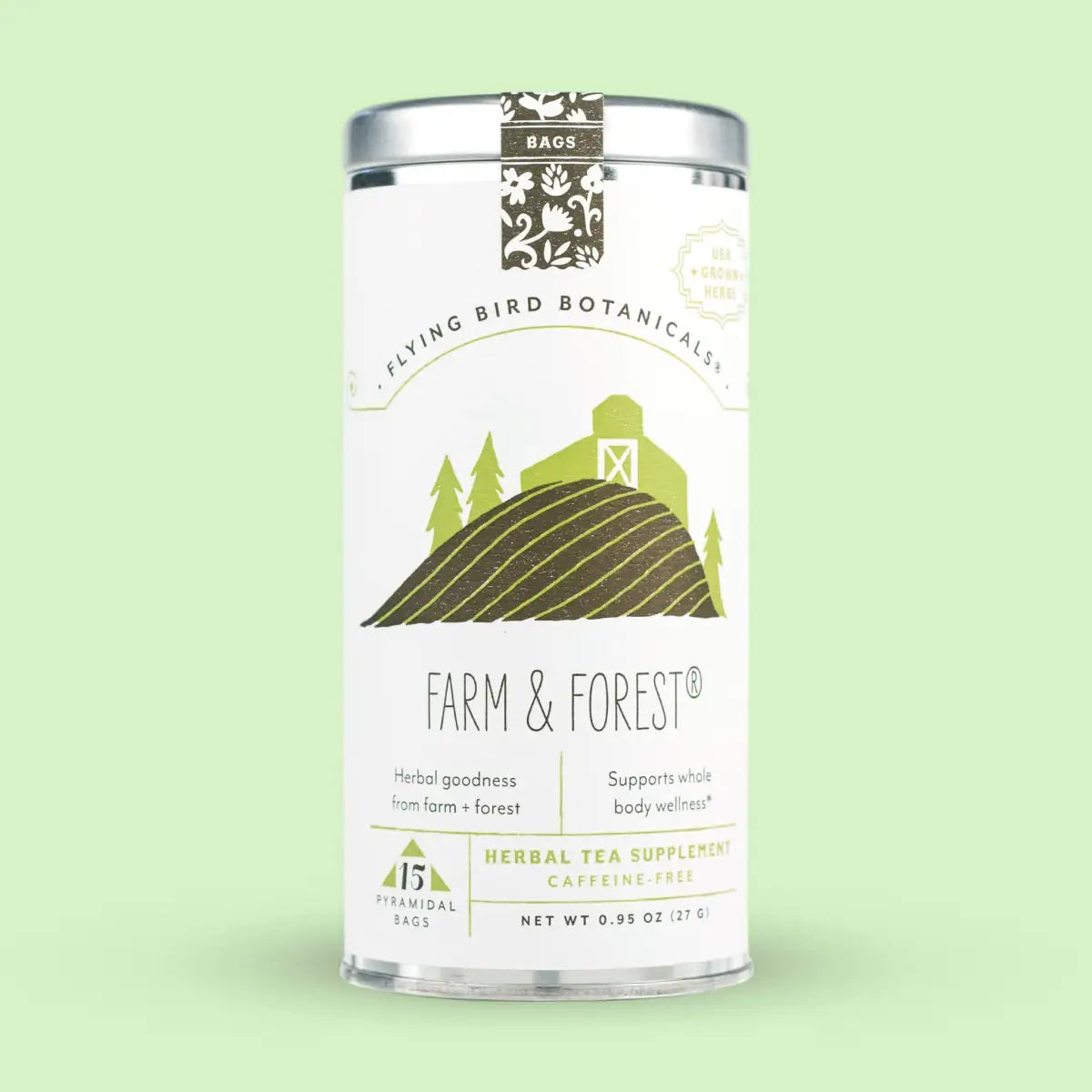Organic Tea - Farm & Forest – 15 Tea Bag Tin - Flying Bird Botanicals