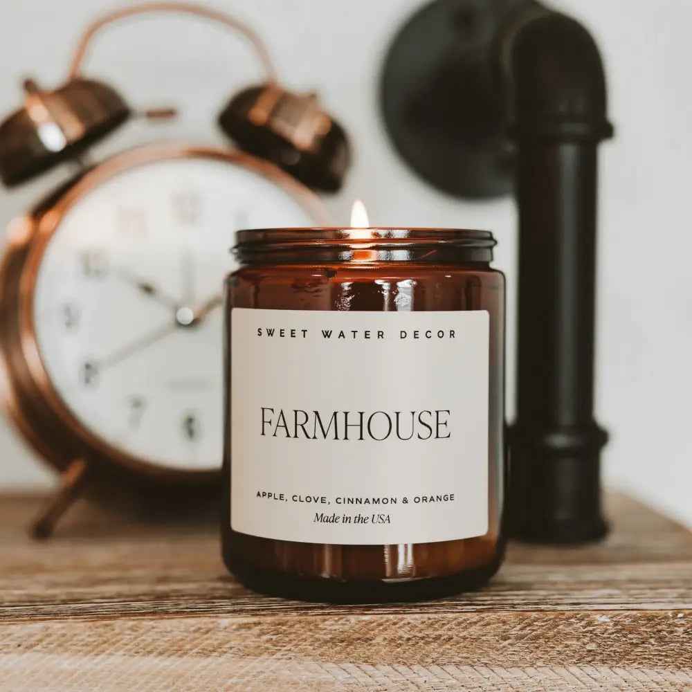 Farmhouse Soy Candle - Amber Jar - 9 oz - Sweet Water Decor