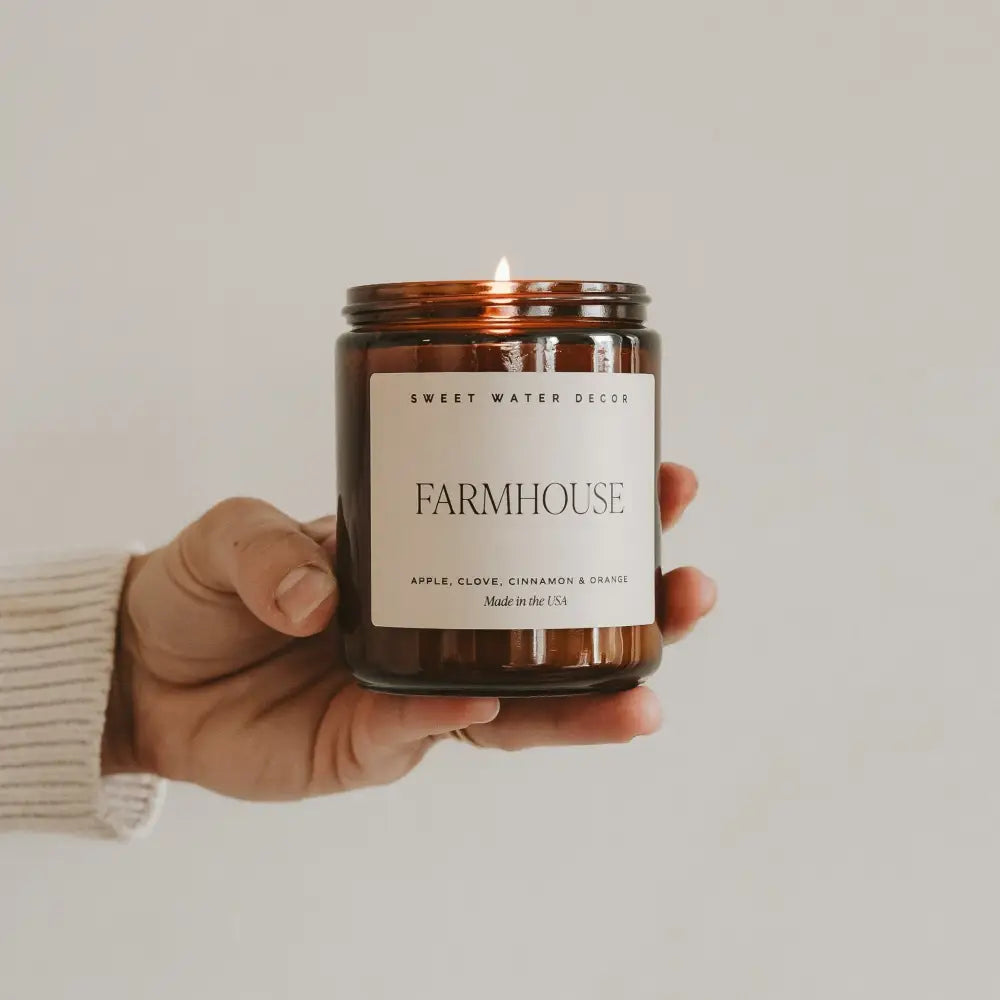 Farmhouse Soy Candle - Amber Jar - 9 oz - Sweet Water Decor