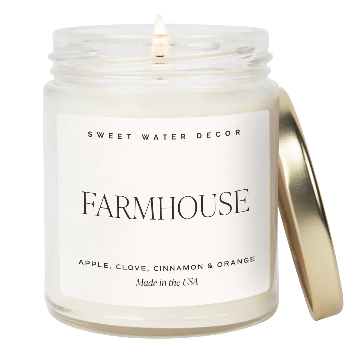 Farmhouse Soy Candle - Clear Jar - 9 oz - Sweet Water Decor
