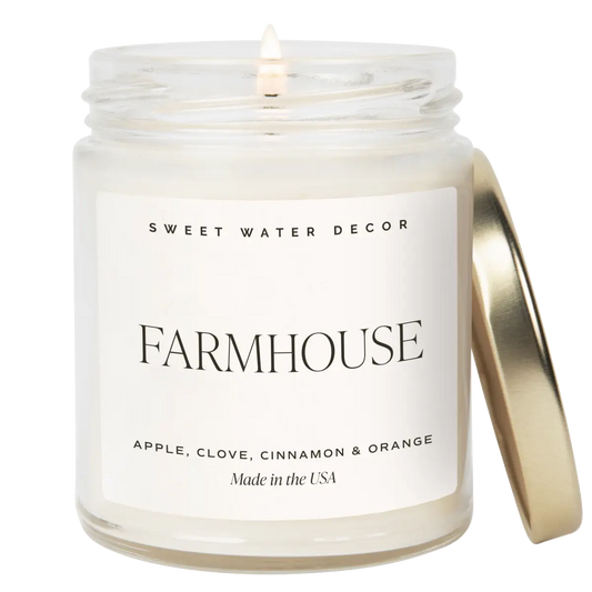 Farmhouse Soy Candle - Clear Jar - 9 oz - Sweet Water Decor