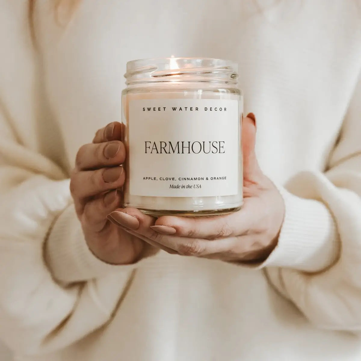 Farmhouse Soy Candle - Clear Jar - 9 oz - Sweet Water Decor