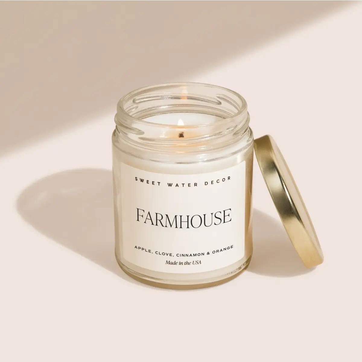 Farmhouse Soy Candle - Clear Jar - 9 oz - Sweet Water Decor