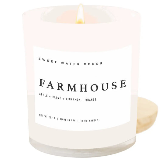 Farmhouse Soy Candle - White Jar - 11 oz - Sweet Water Decor