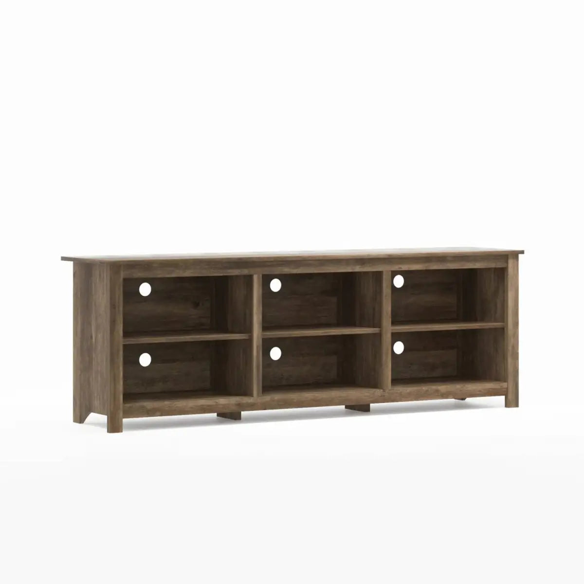 Farmhouse Style TV Stand with 6 Storage Compartments in Brown Oak Wood Finish - HomePacific