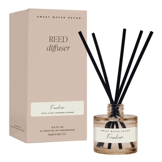 Farmhouse Tinted Glass Jar Reed Diffuser - Sweet Water Decor