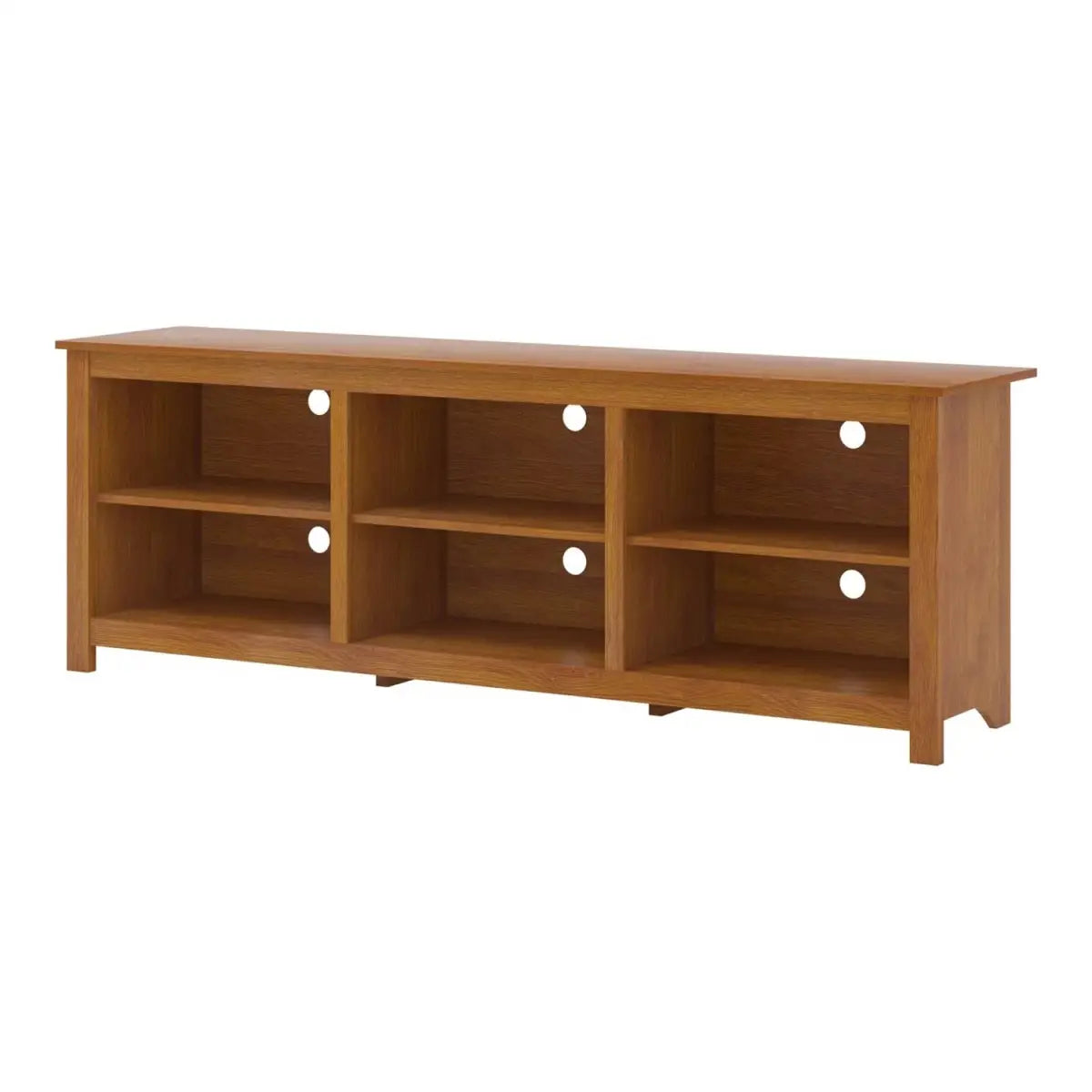 Farmhouse TV Stand in Amber Brown Wood Finish - for TVs up to 70-inch - HomePacific