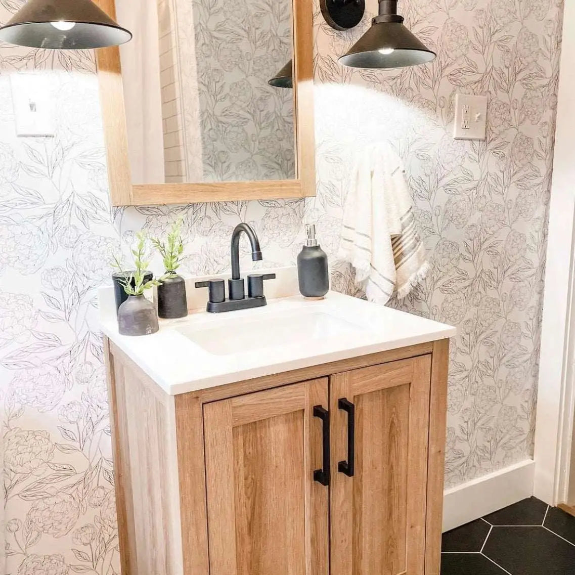 Farrah Wallpaper - Peony Line Drawings - by Angel Walker - Loomwell Home Goods