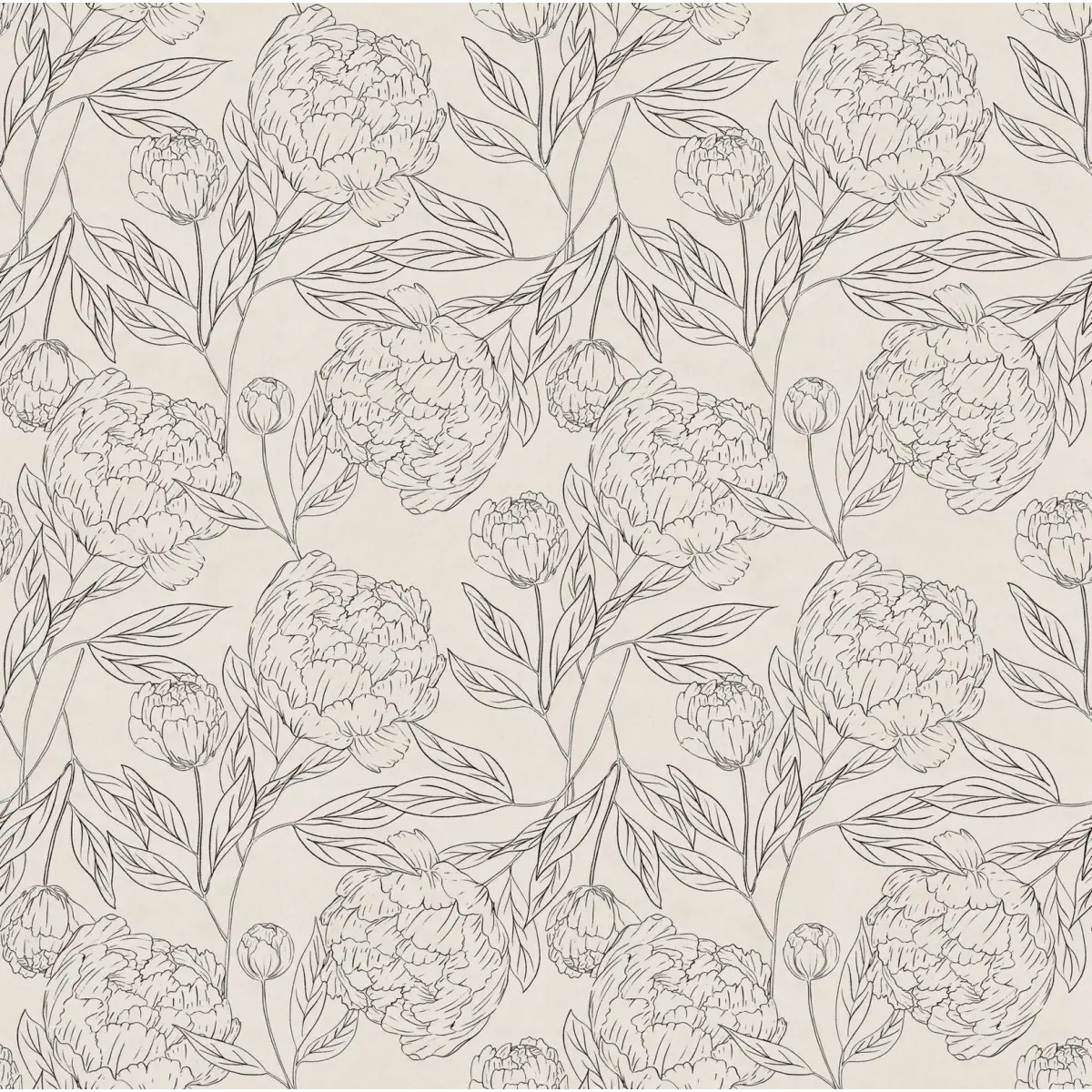 Farrah Wallpaper - Peony Line Drawings - by Angel Walker - Sample 1 foot by 1 foot - Loomwell Home Goods