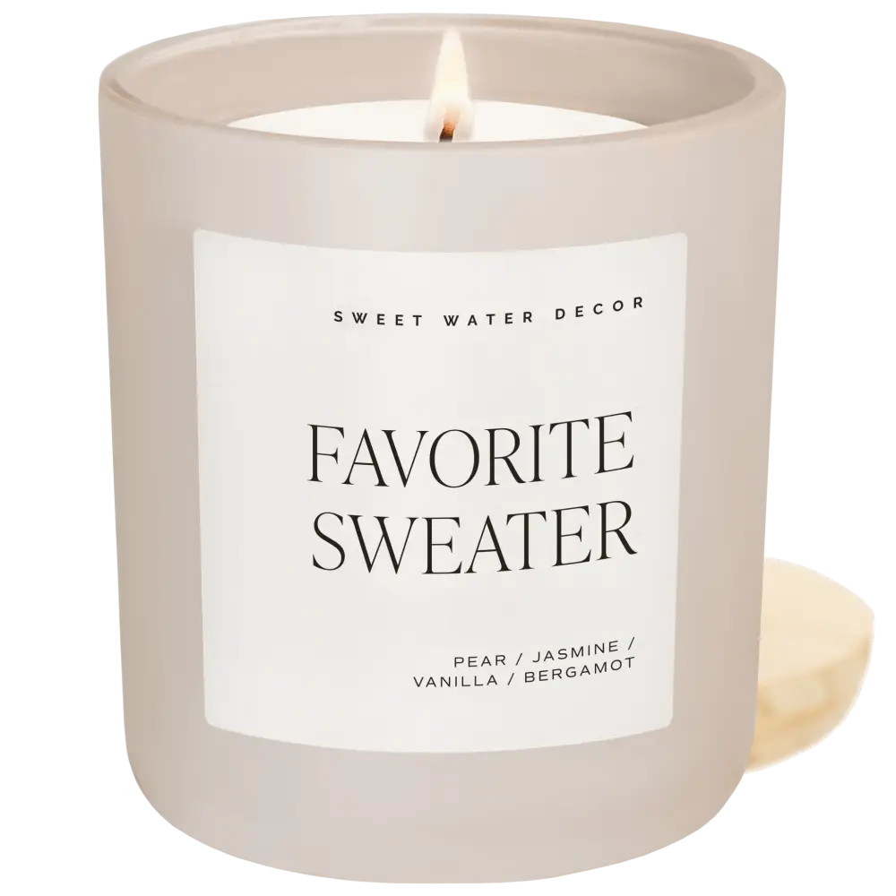 Favorite Sweater Soy Candle - Tan Matte Jar - 15 oz - Sweet Water Decor
