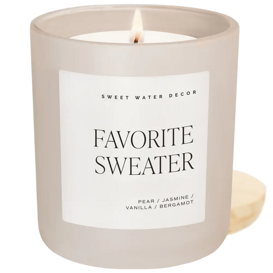 Favorite Sweater Soy Candle - Tan Matte Jar - 15 oz - Sweet Water Decor