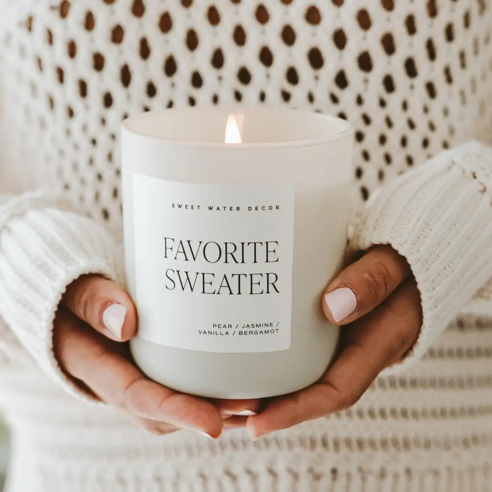 Favorite Sweater Soy Candle - Tan Matte Jar - 15 oz - Sweet Water Decor