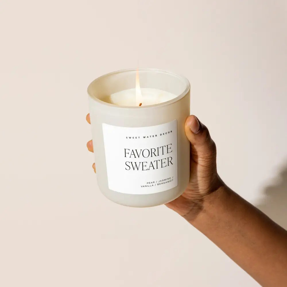 Favorite Sweater Soy Candle - Tan Matte Jar - 15 oz - Sweet Water Decor