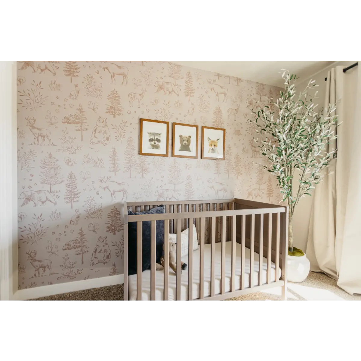 Faye Wallpaper - Bear Moose Deer Forest - by Mariah Rose - Loomwell Home Goods