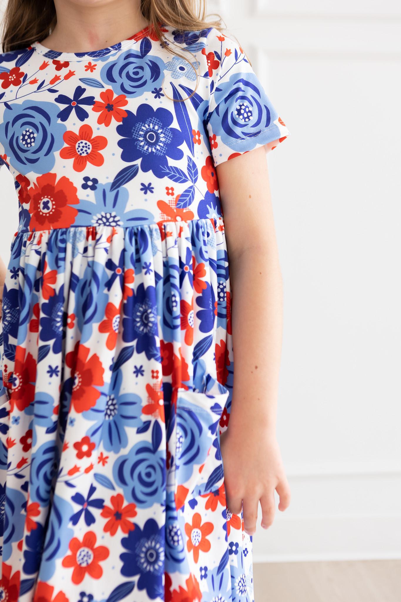 Happy 4th Floral Floral S/S Pocket Twirl Dress