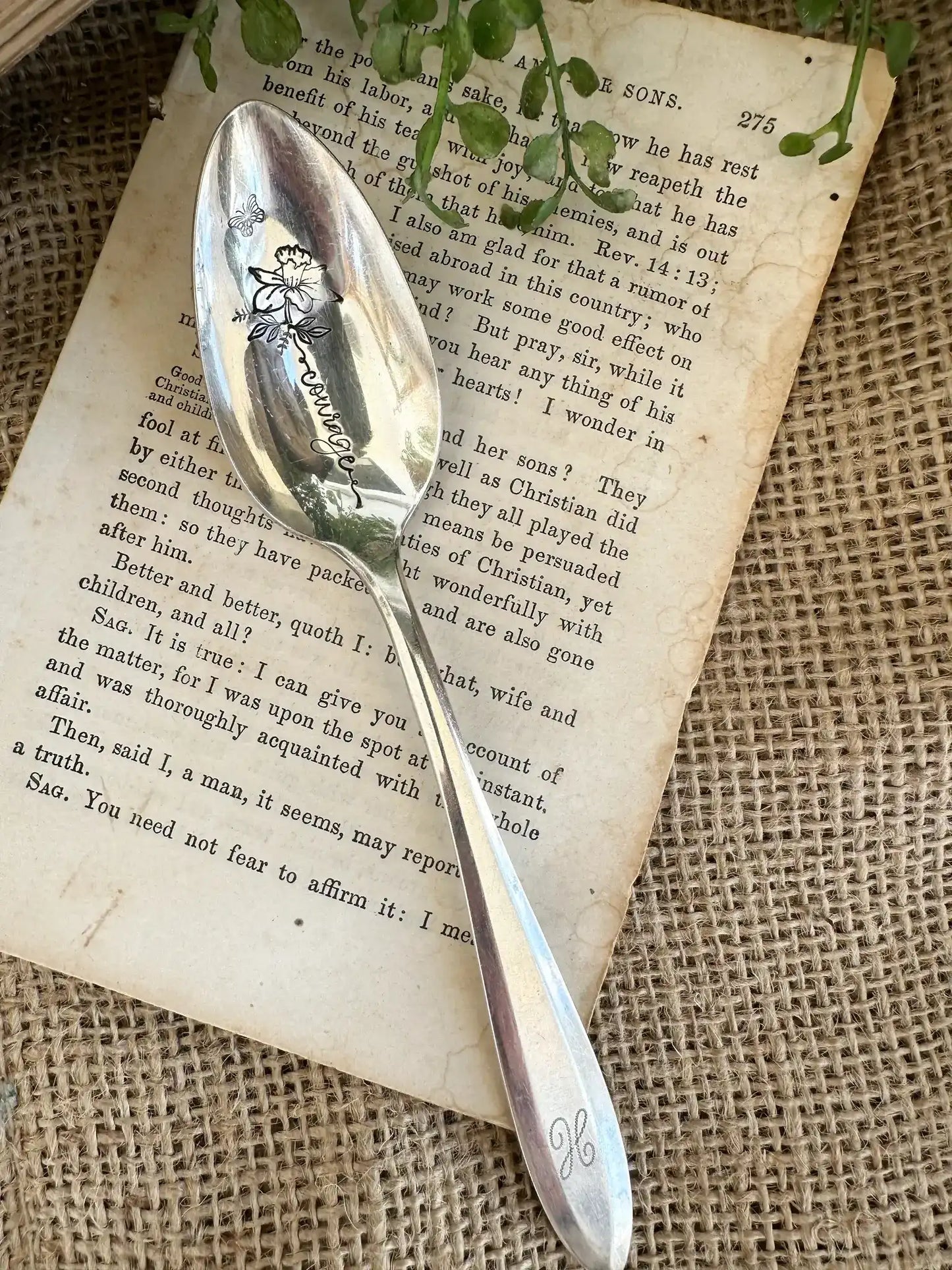Floral Stem Inspiration - Vintage Stamped Spoon - The Sassy Barn