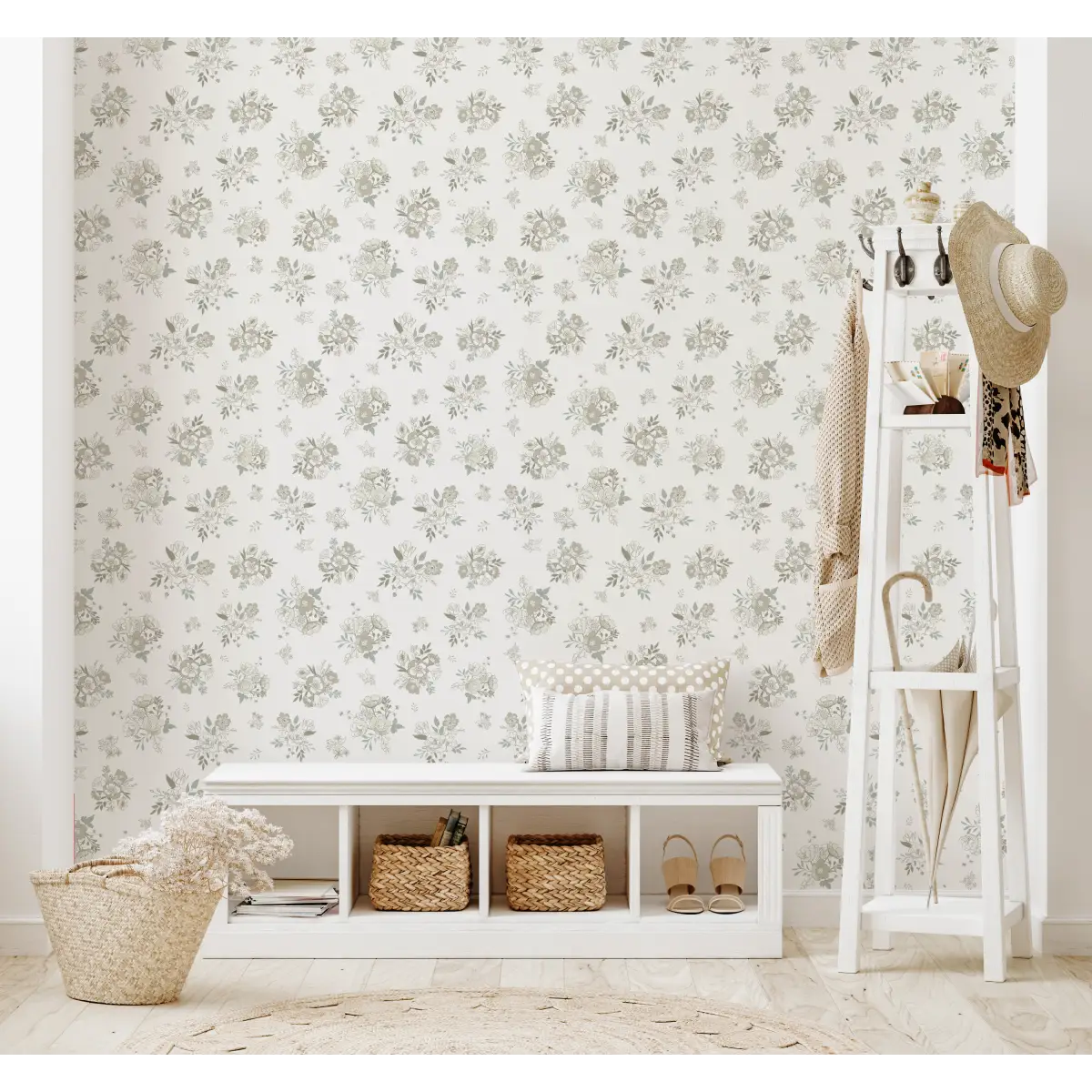 Felice Wallpaper - Subtle Flower Bouquets - by Trisha Patel - Loomwell Home Goods