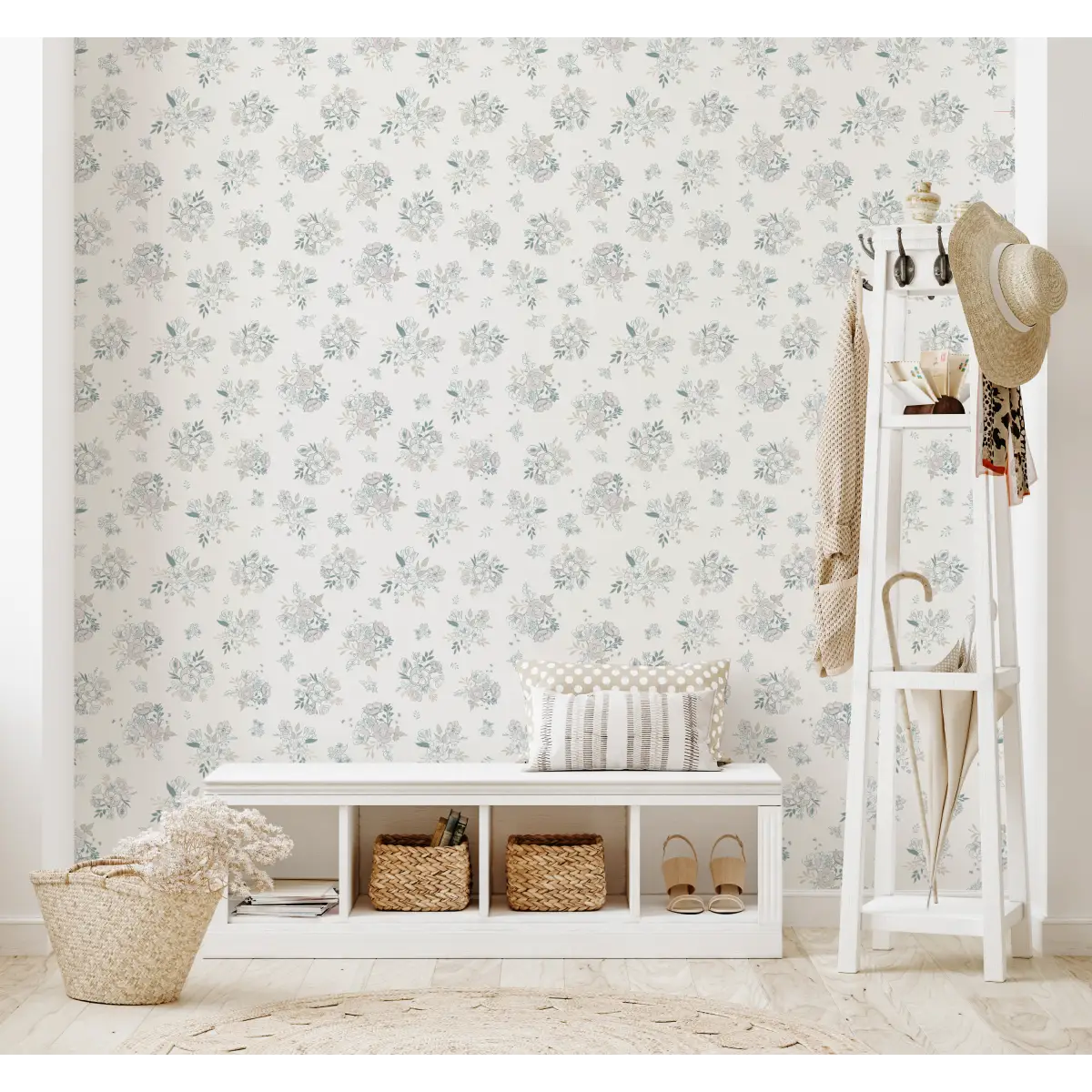 Felice Wallpaper - Subtle Flower Bouquets - by Trisha Patel - Loomwell Home Goods