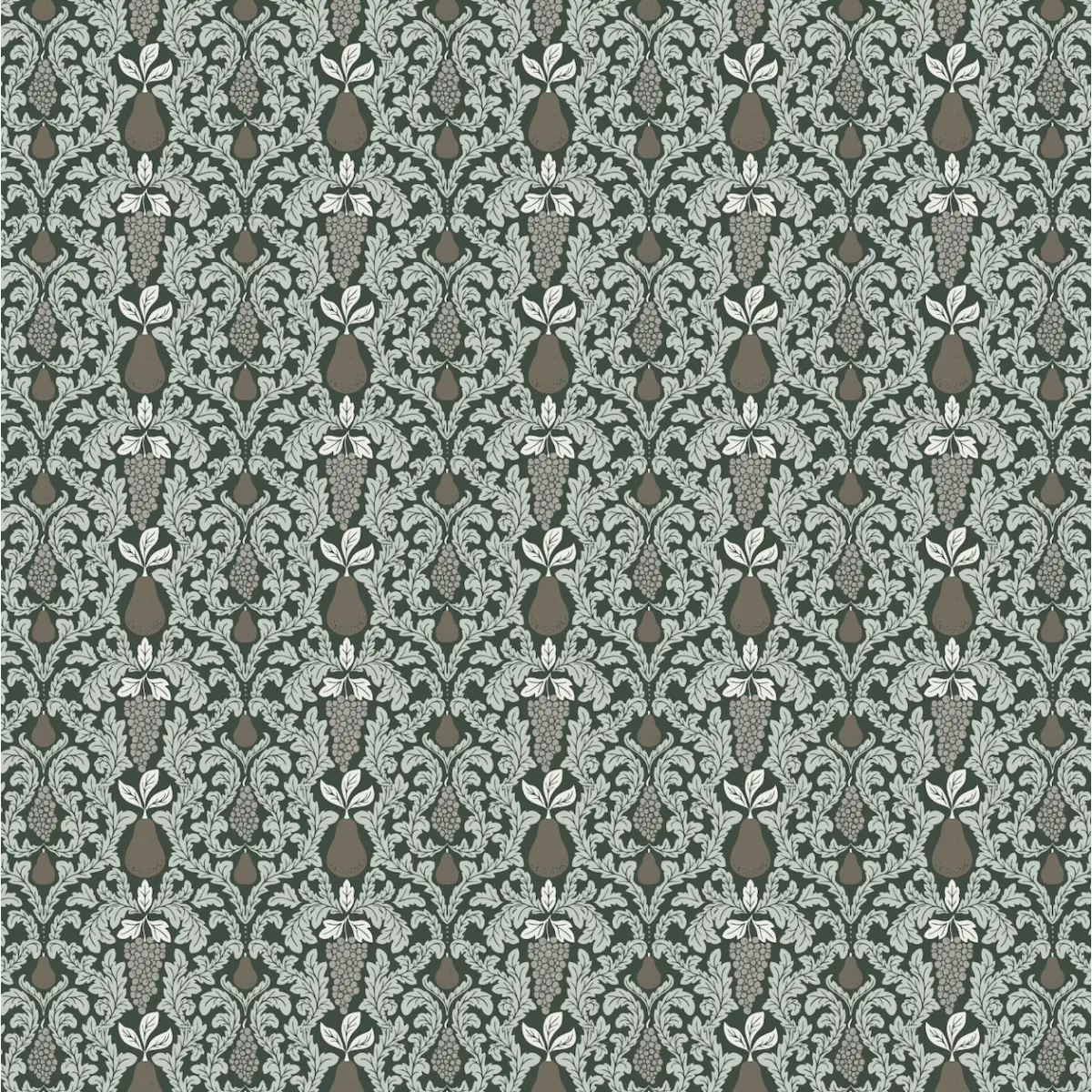 Felipe Wallpaper - Grapes and Pears - by Lisee Ree - Sample 1 foot by 1 foot / Dark Green - Loomwell Home Goods