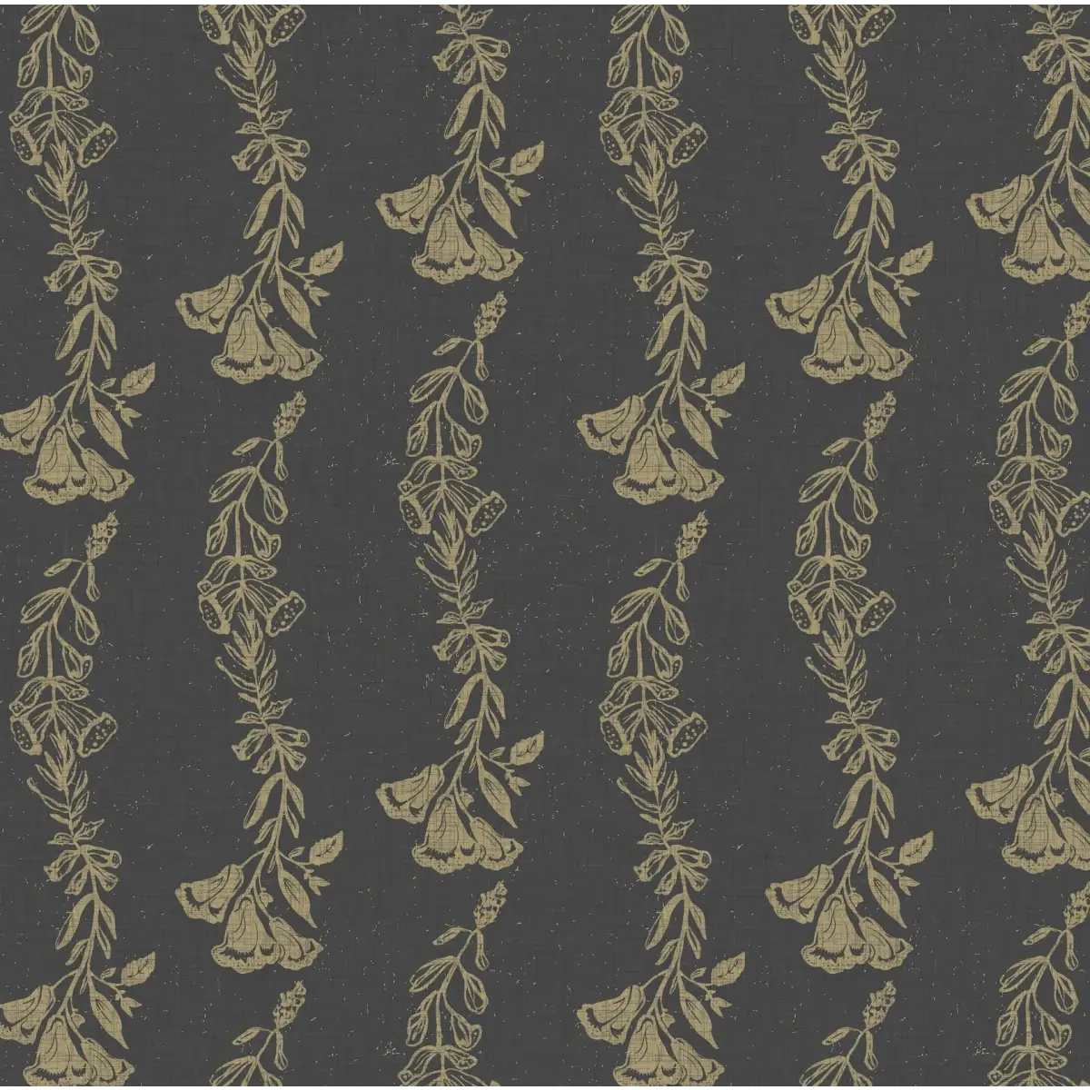 Ferguson Wallpaper - Foxglove Vines - by WabiSabi Pattern Studio - Sample 1 foot by 1 foot / Black - Loomwell Home Goods