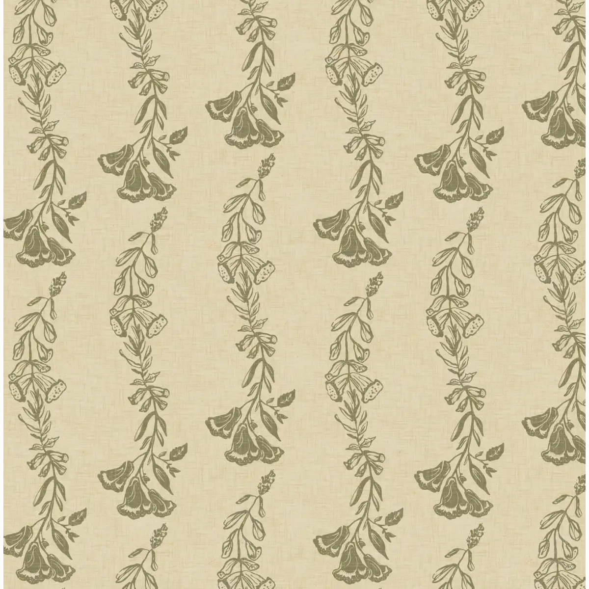 Ferguson Wallpaper - Foxglove Vines - by WabiSabi Pattern Studio - Sample 1 foot by 1 foot / Green - Loomwell Home Goods