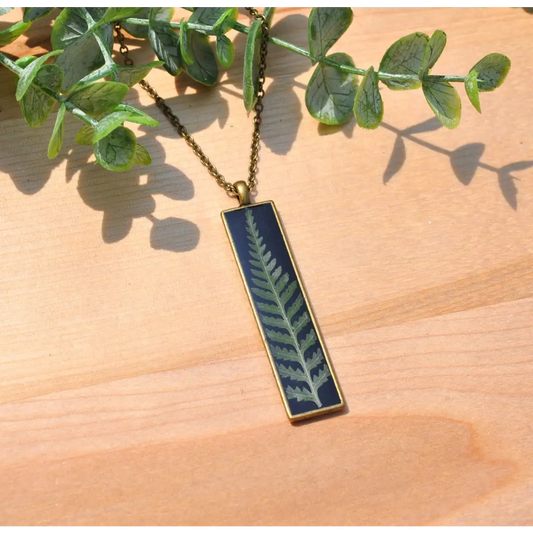 Fern Bar Necklace - Pressed Fern - My Beverly Jewelry