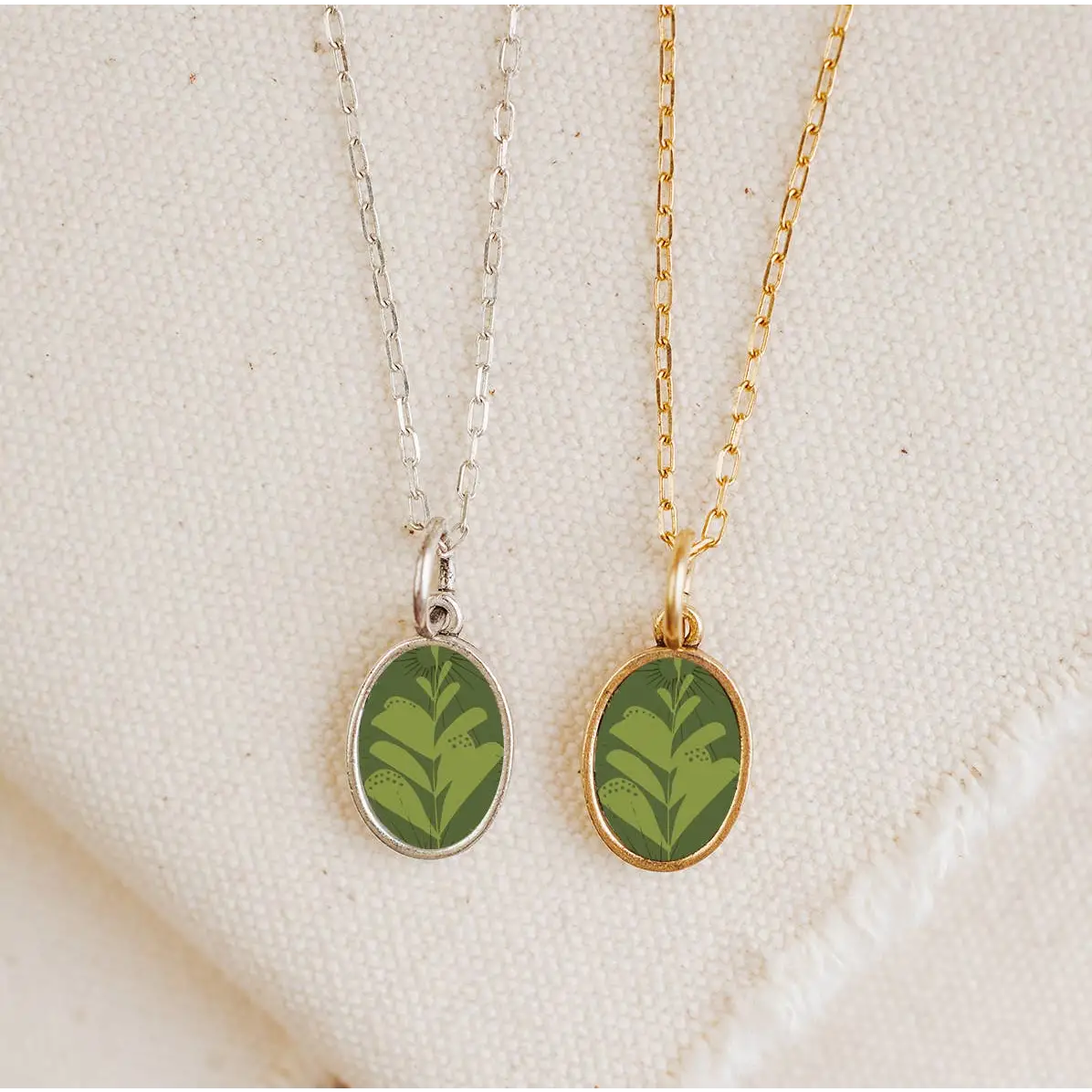Fern Charm Pendant Necklace - Gold or Silver - Bel Kai