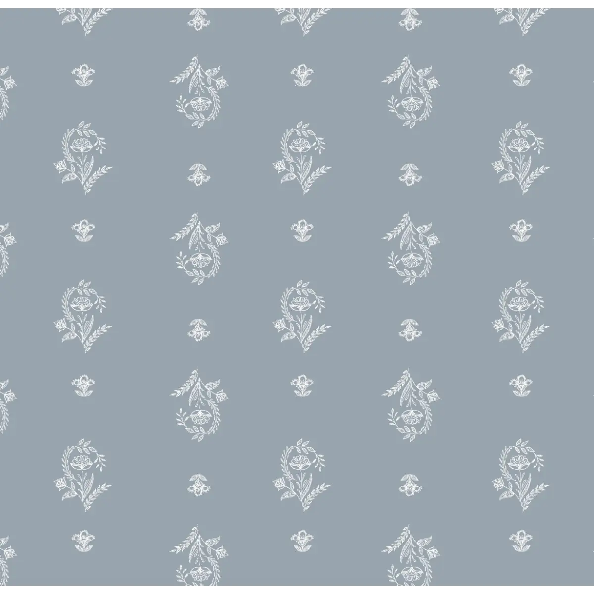 Fern Wallpaper - Delicate Fern and Flower - by Trisha Patel - Sample 1 foot by 1 foot / Blue - Loomwell Home Goods