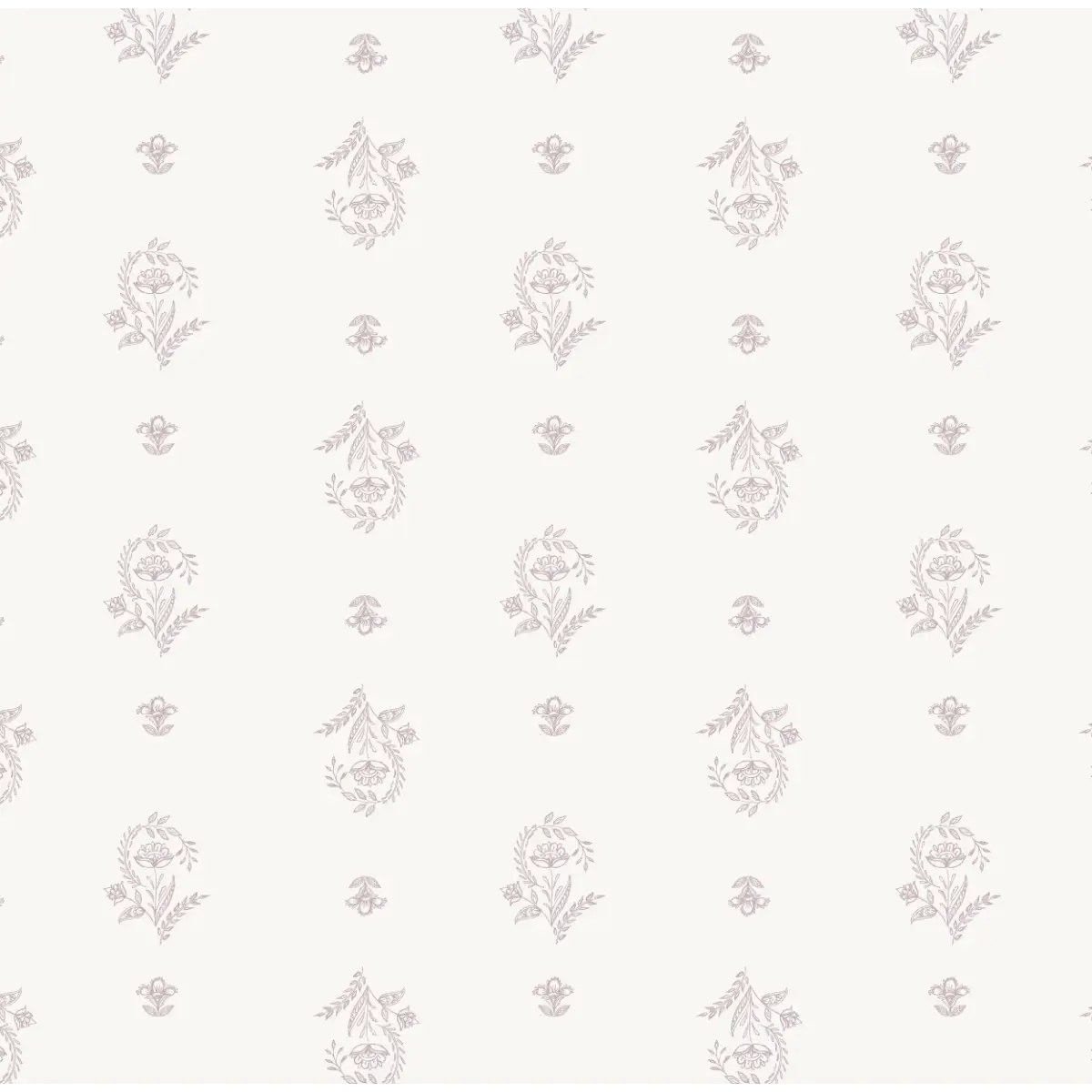 Fern Wallpaper - Delicate Fern and Flower - by Trisha Patel - Sample 1 foot by 1 foot / Lilac - Loomwell Home Goods