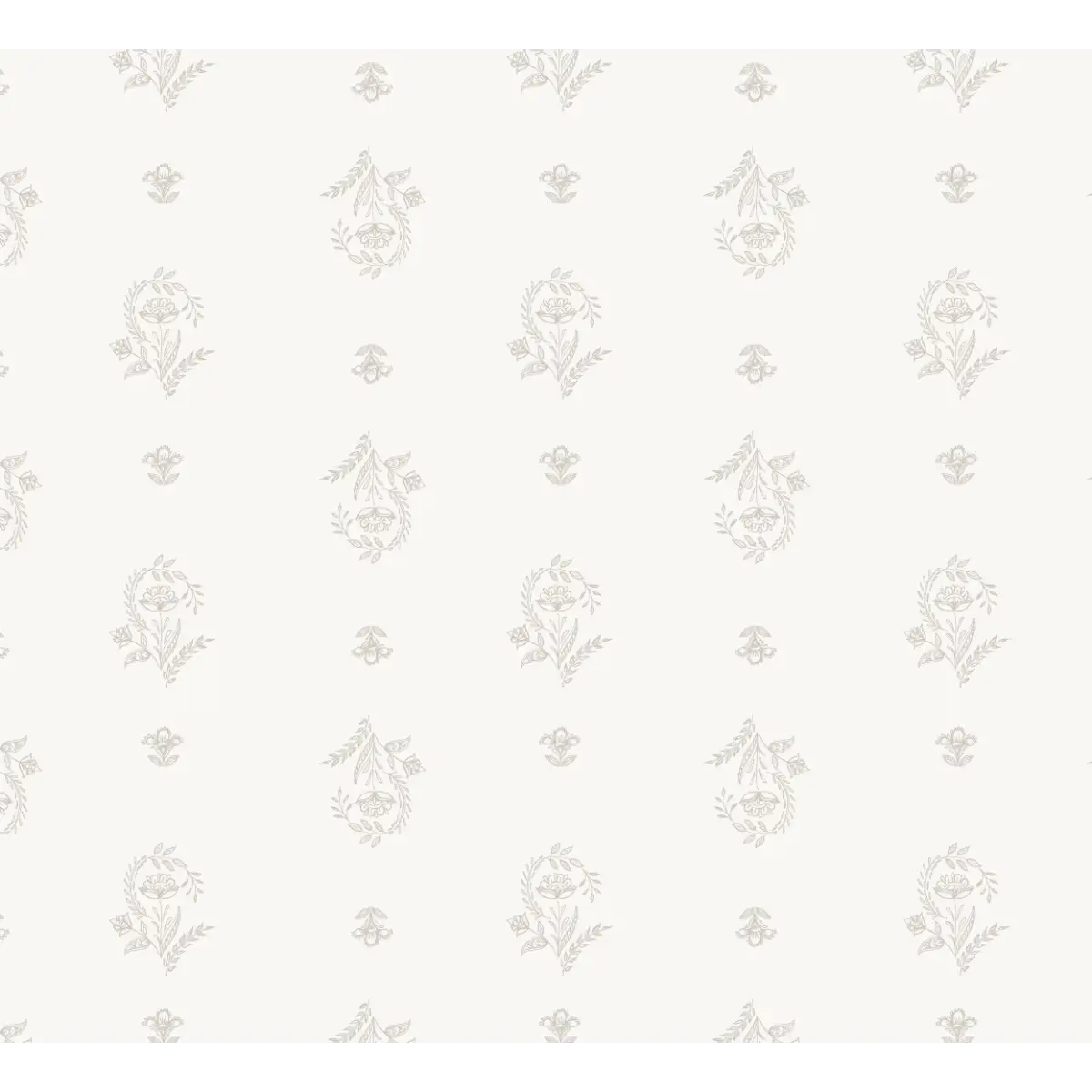 Fern Wallpaper - Delicate Fern and Flower - by Trisha Patel - Sample 1 foot by 1 foot / Taupe - Loomwell Home Goods