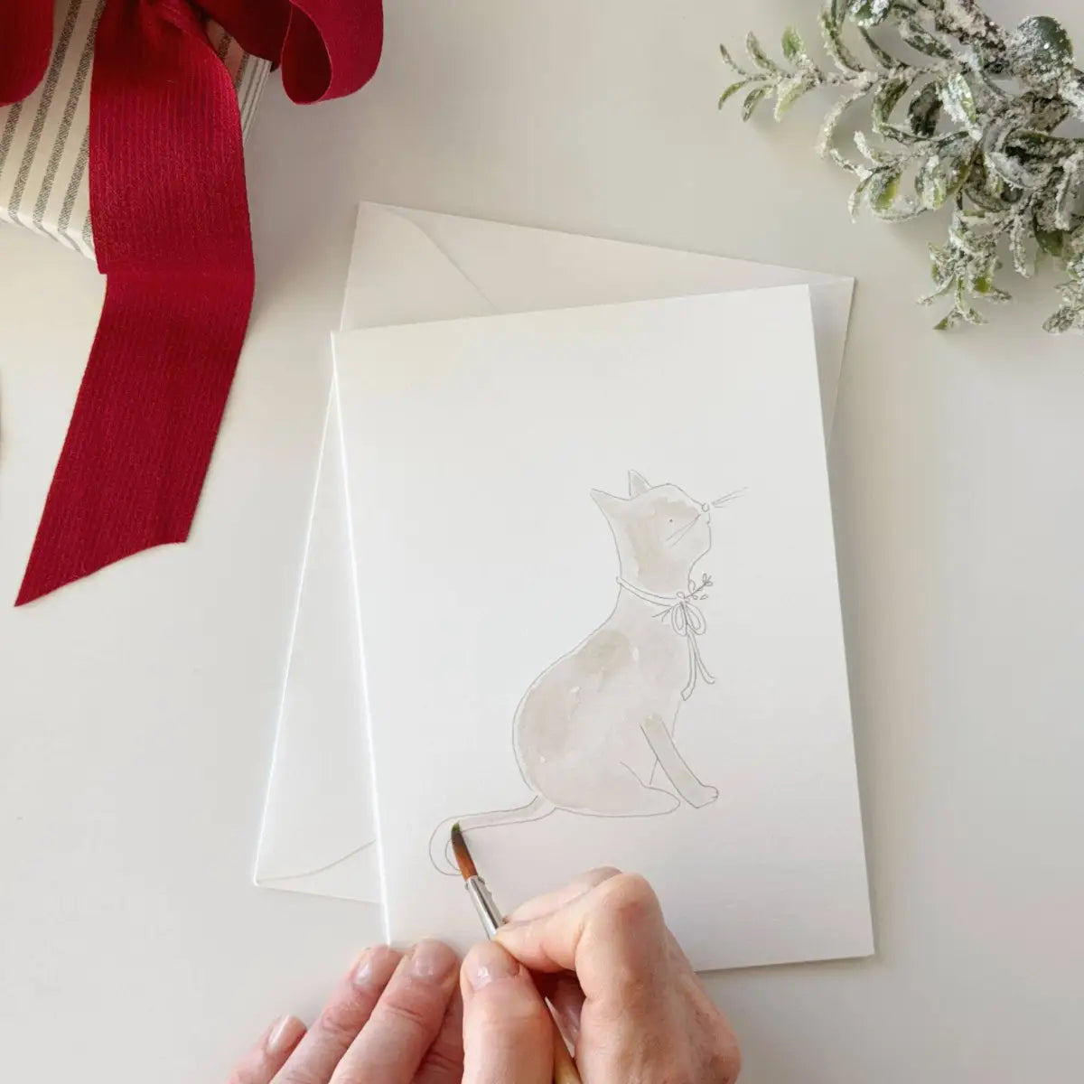 Watercolor Notecard Set - Festive Animal Friends - Paintable Note Card Kit - emily lex studio