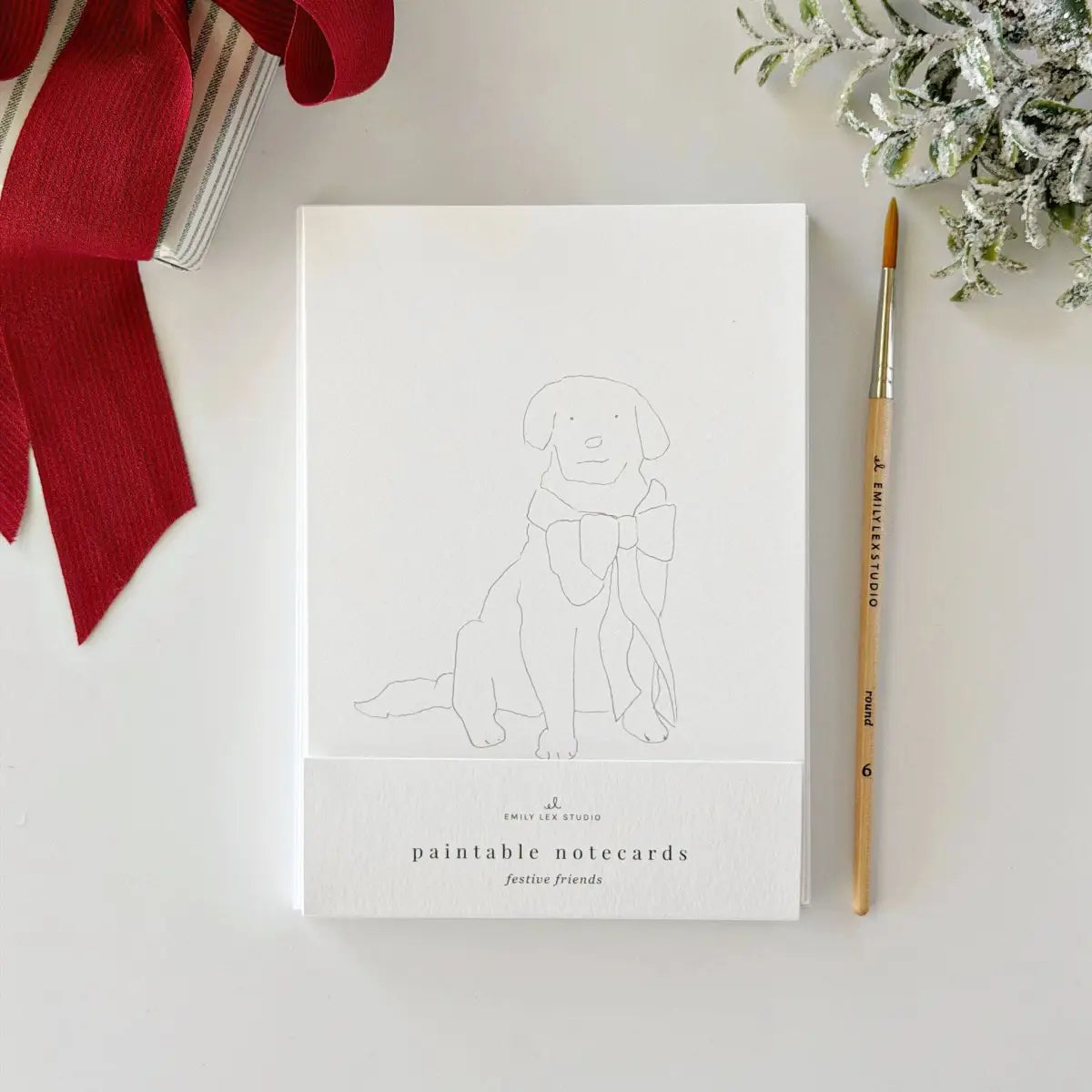Watercolor Notecard Set - Festive Animal Friends - Paintable Note Card Kit - emily lex studio