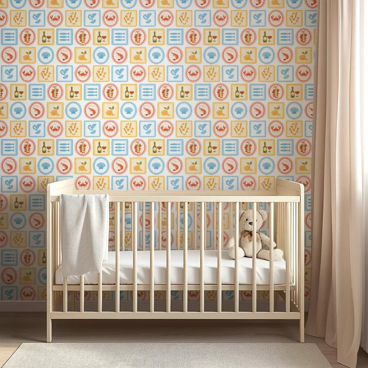 Fia Wallpaper - Seafood and Pasta - by Danielle Chandler Design - Loomwell Home Goods