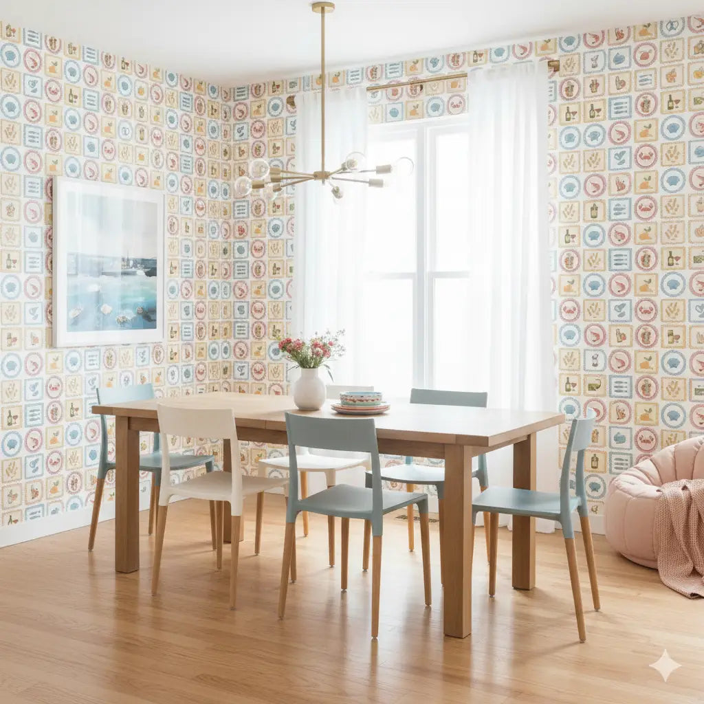 Fia Wallpaper - Seafood and Pasta - by Danielle Chandler Design - Loomwell Home Goods