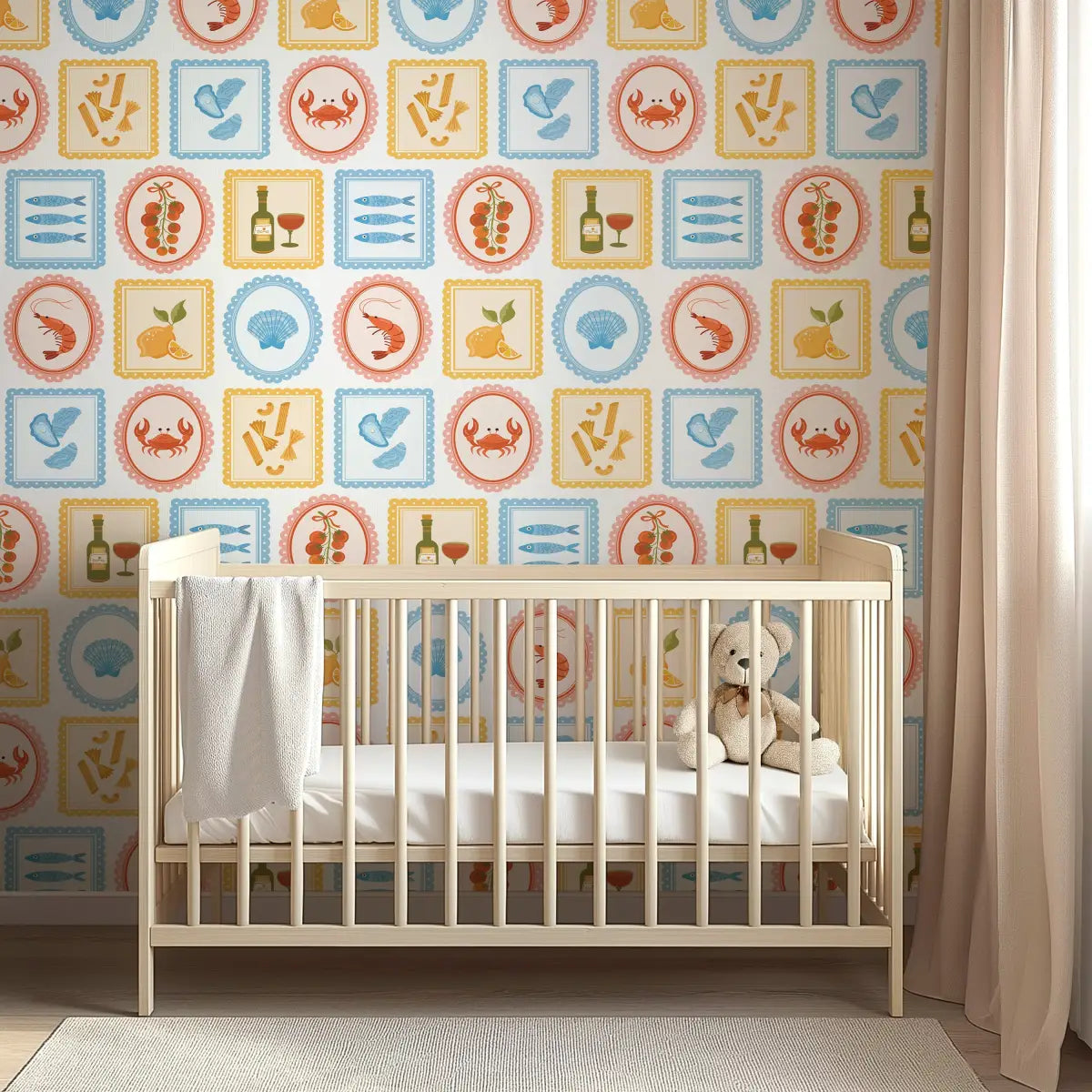 Fia Wallpaper - Seafood and Pasta - by Danielle Chandler Design - Loomwell Home Goods