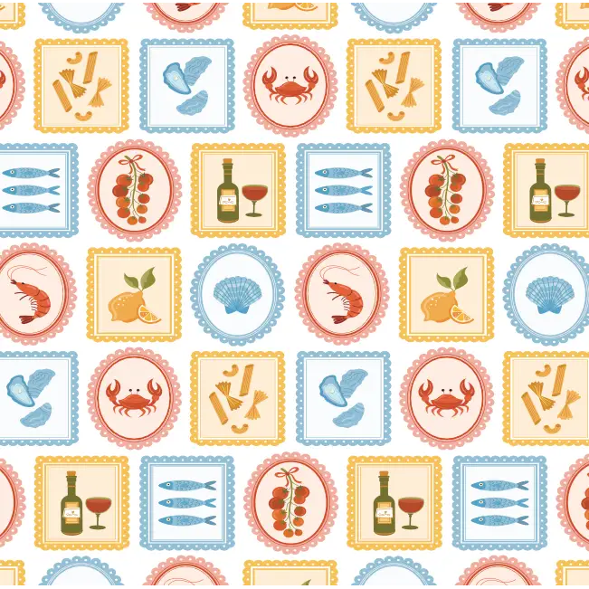 Fia Wallpaper - Seafood and Pasta - by Danielle Chandler Design - Loomwell Home Goods