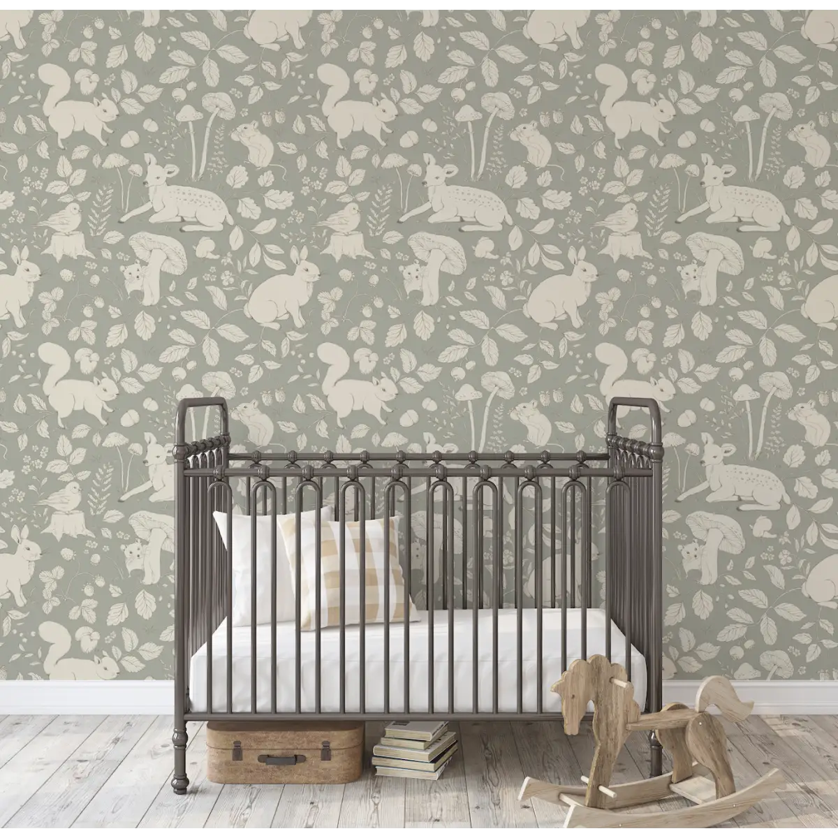 Finch Wallpaper - Bunnies Deer and Squirrels - by Daphne and Sage - Loomwell Home Goods