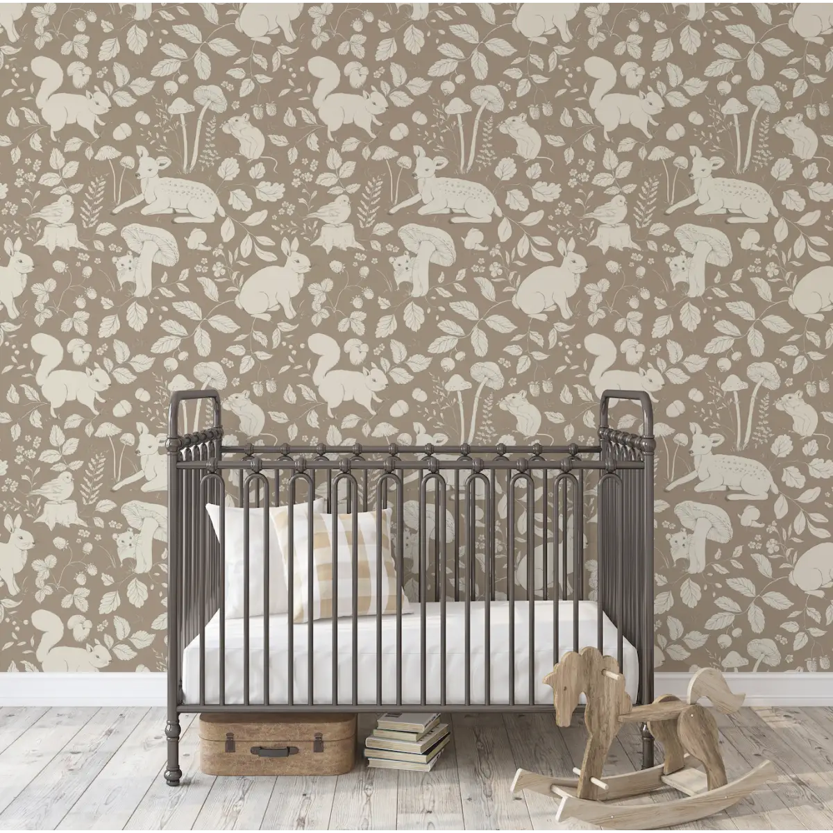Finch Wallpaper - Bunnies Deer and Squirrels - by Daphne and Sage - Loomwell Home Goods