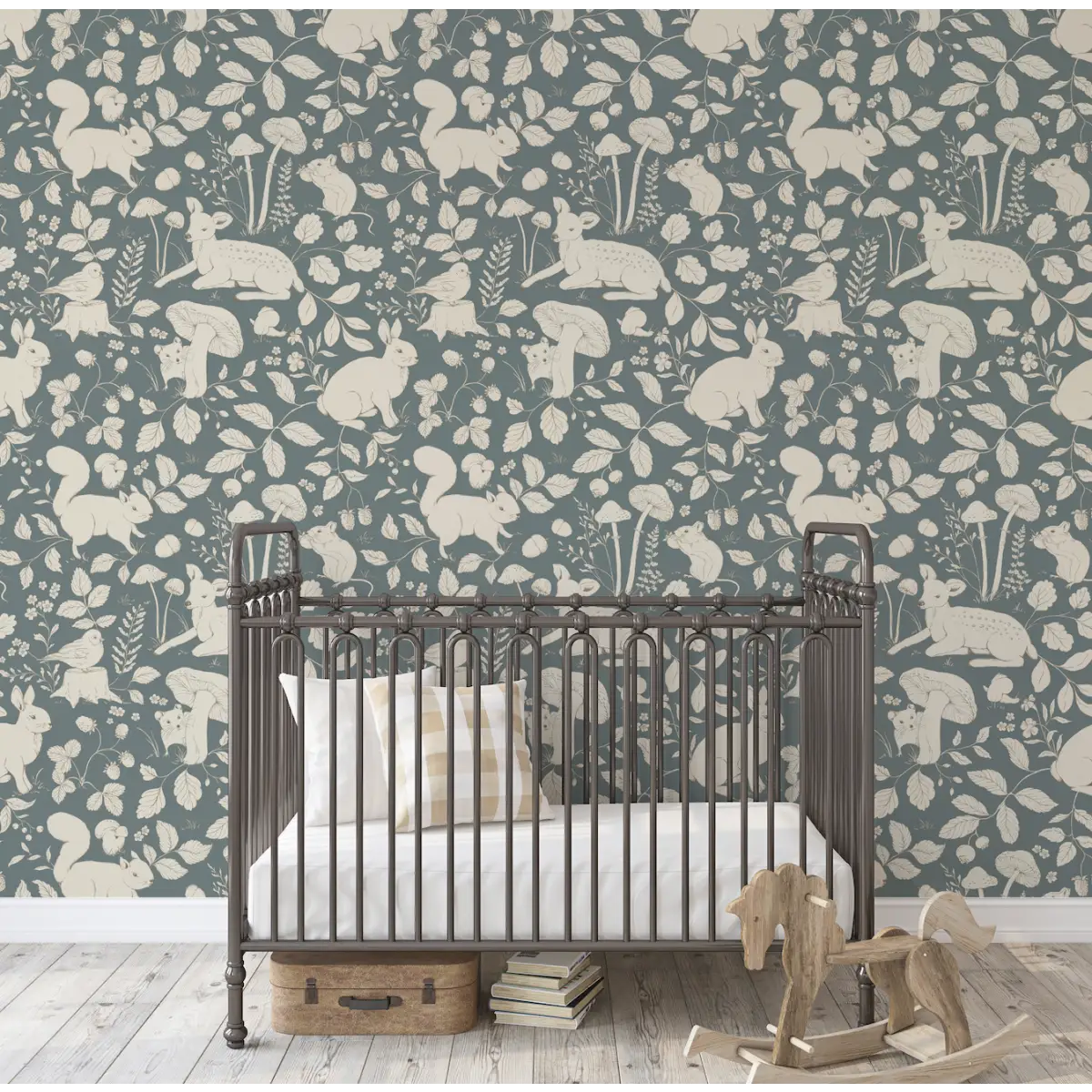 Finch Wallpaper - Bunnies Deer and Squirrels - by Daphne and Sage - Loomwell Home Goods