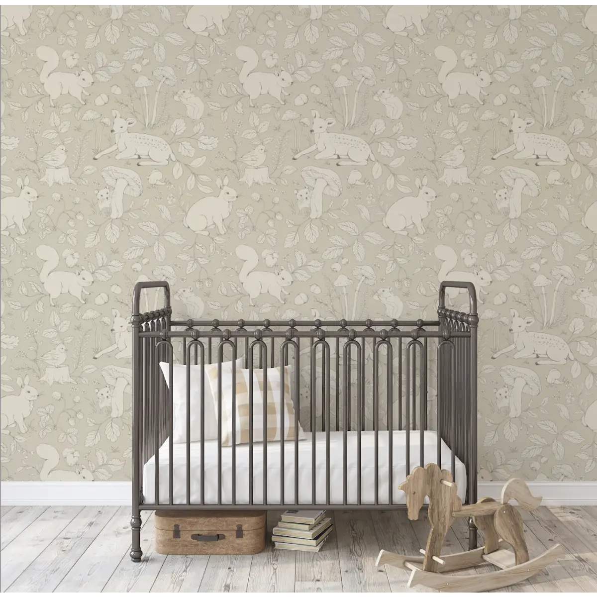 Finch Wallpaper - Bunnies Deer and Squirrels - by Daphne and Sage - Loomwell Home Goods
