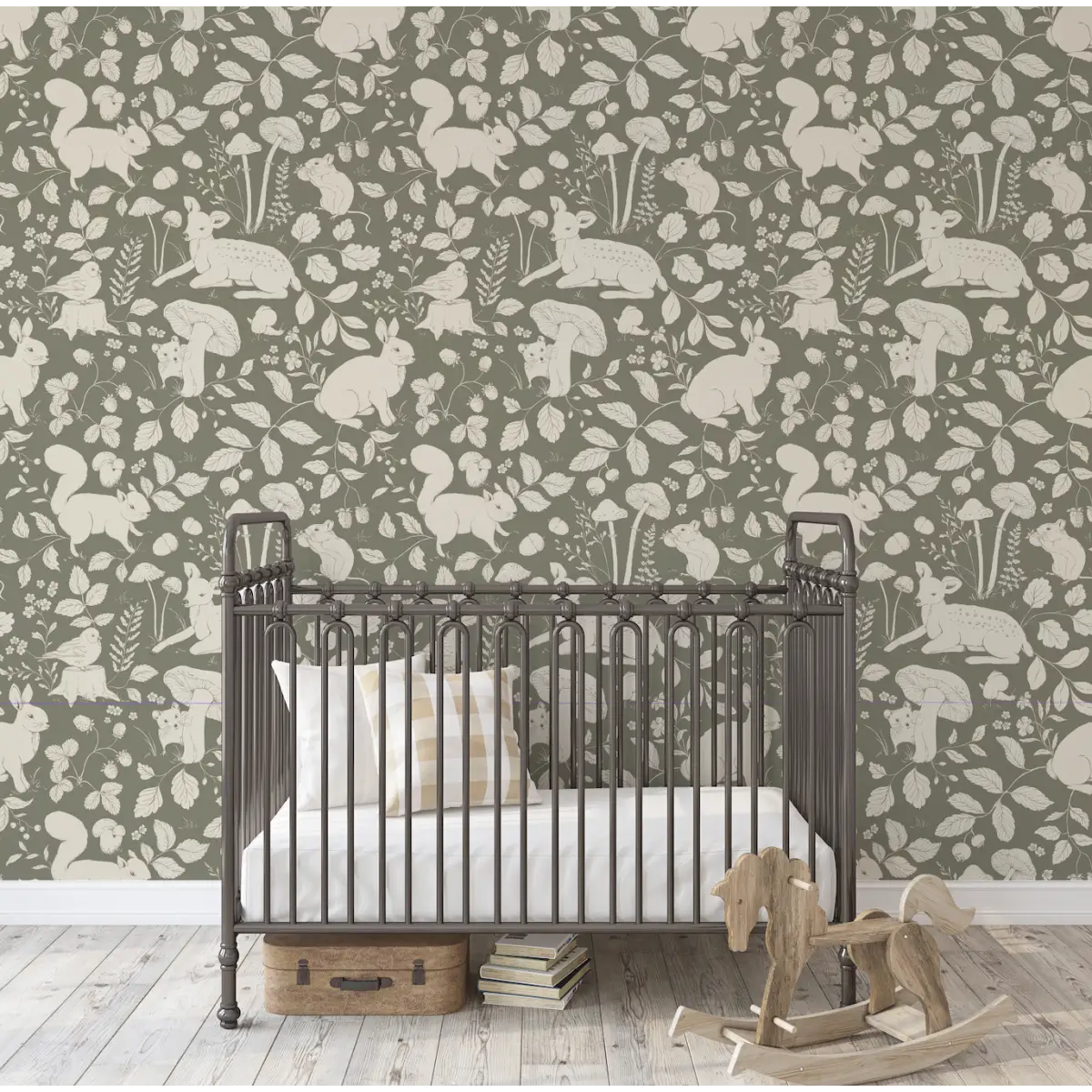 Finch Wallpaper - Bunnies Deer and Squirrels - by Daphne and Sage - Loomwell Home Goods